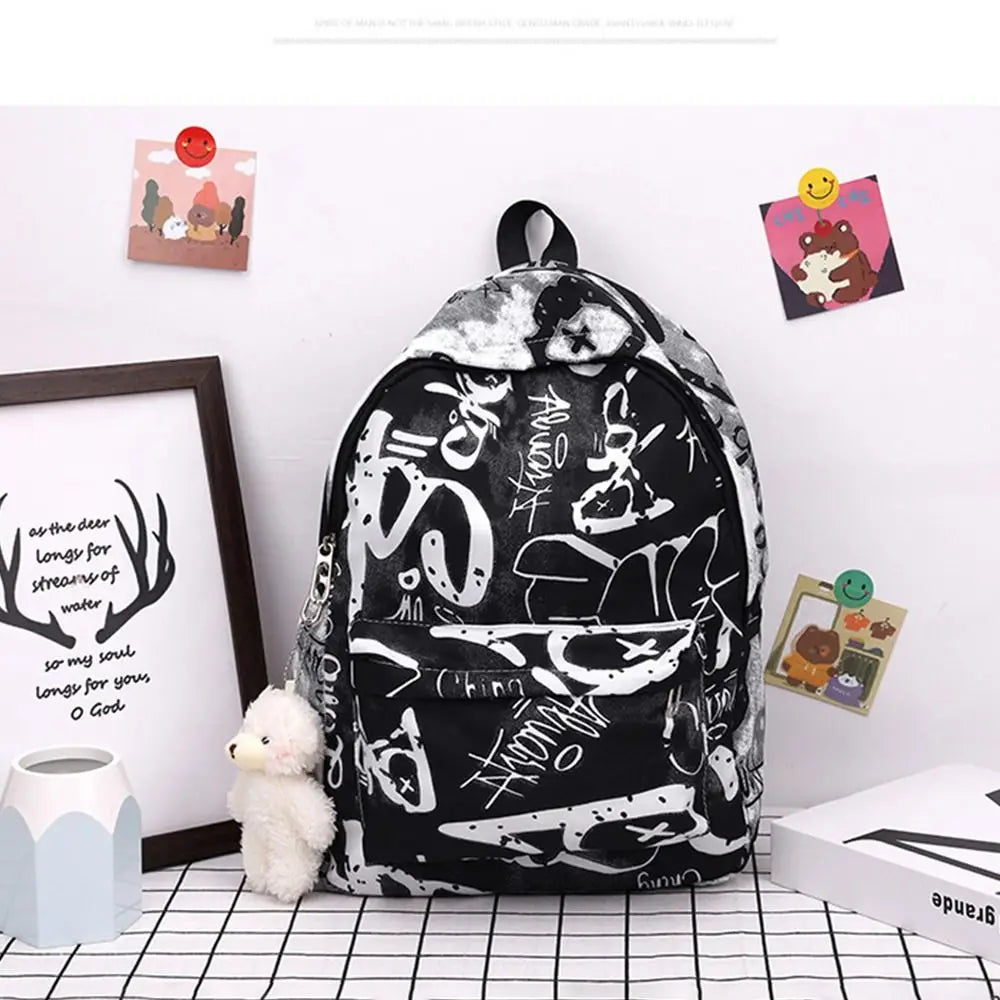 Women's Nylon Graffiti Backpack – Large Capacity & Waterproof Women's Backpack HIP