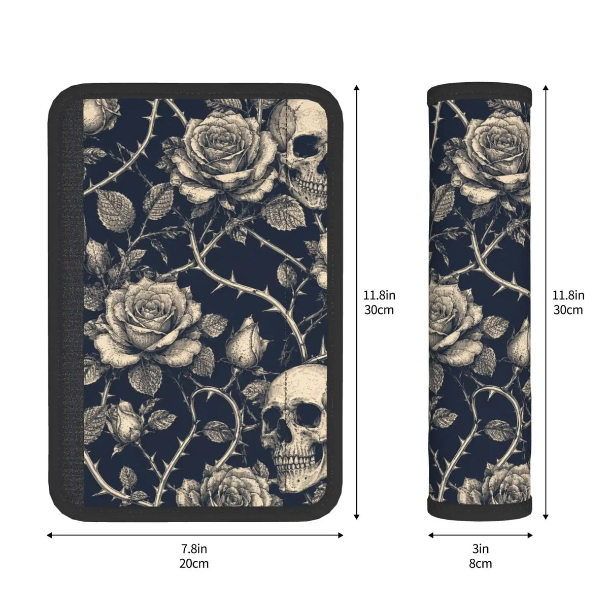 Gothic Skulls & Roses Seat Belt Shoulder Pads – 2-Pack Seat Belt Cover HIP