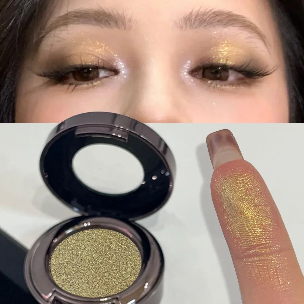 Ginger Yellow Chameleon Eyeshadow Palette Smokey Holographic Shimmer Metallic for Optics Highlighter Sparkle Brightening Makeup HIP
