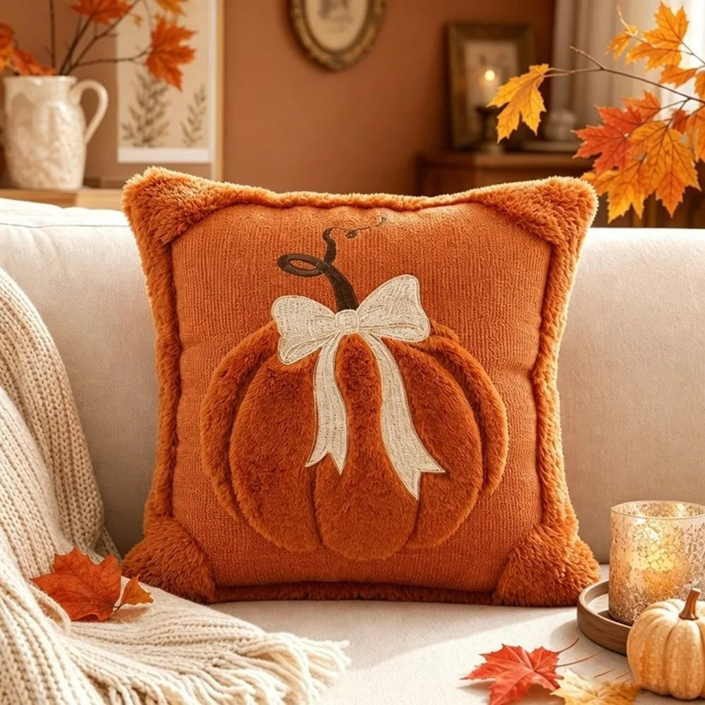 Halloween Pumpkin Tufted Throw Pillow Cover 45x45cm – Fall Décor Throw Pillow Cover HIP B-Brown