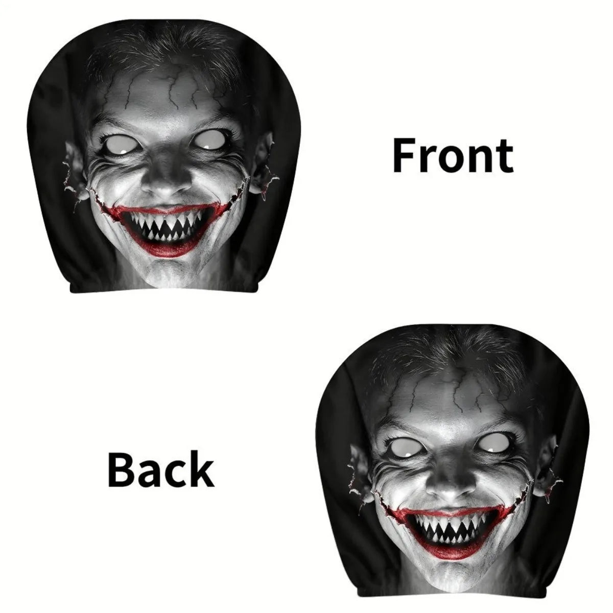 2-Pack Horror Portrait Car Headrest Covers | Fun Seat Protectors Car Headrest Cover HIP black