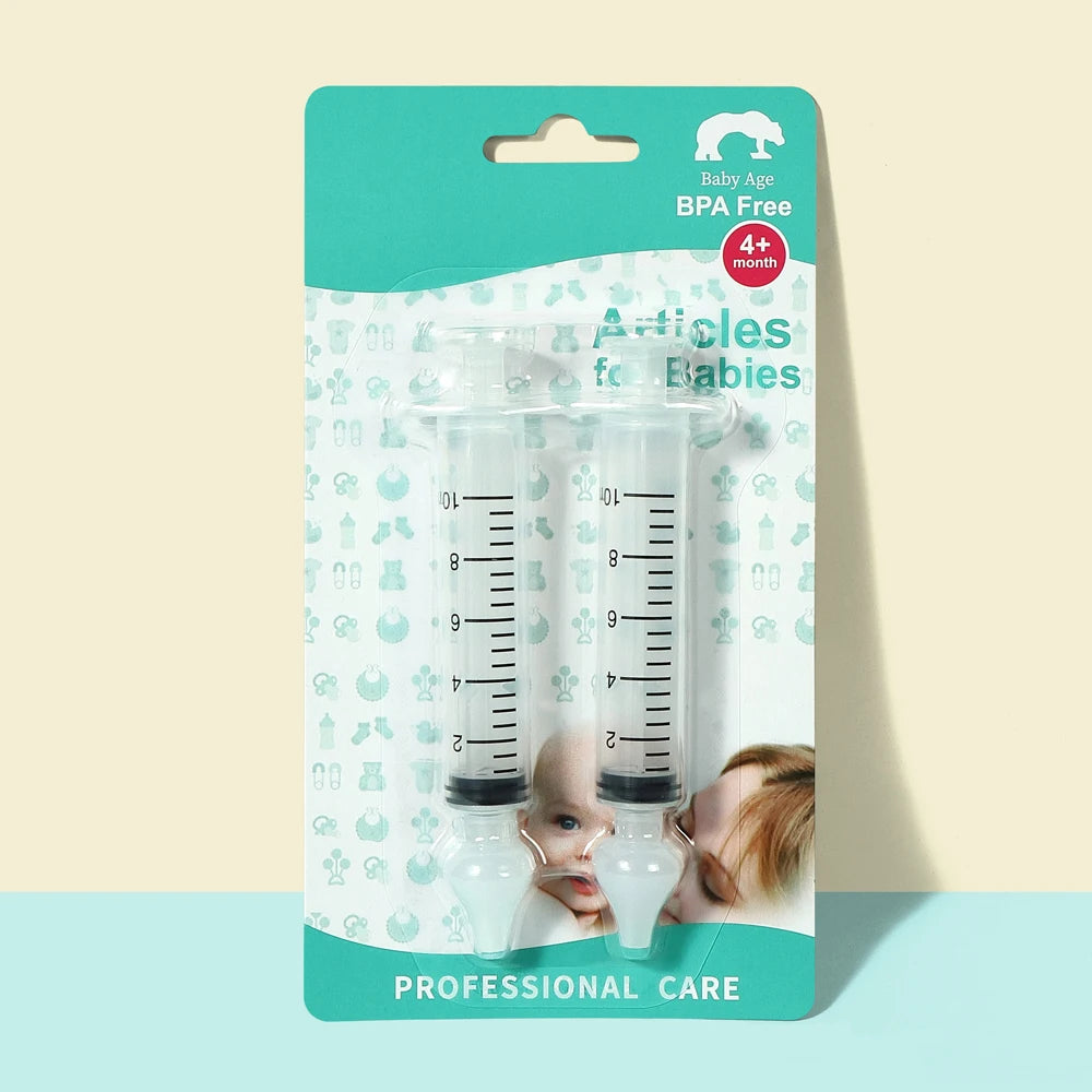 Baby Silicone Nasal Aspirator & Nose Cleaner Set – Safe Infant Nasal Aspirator Set HIP C15-white 2pcs