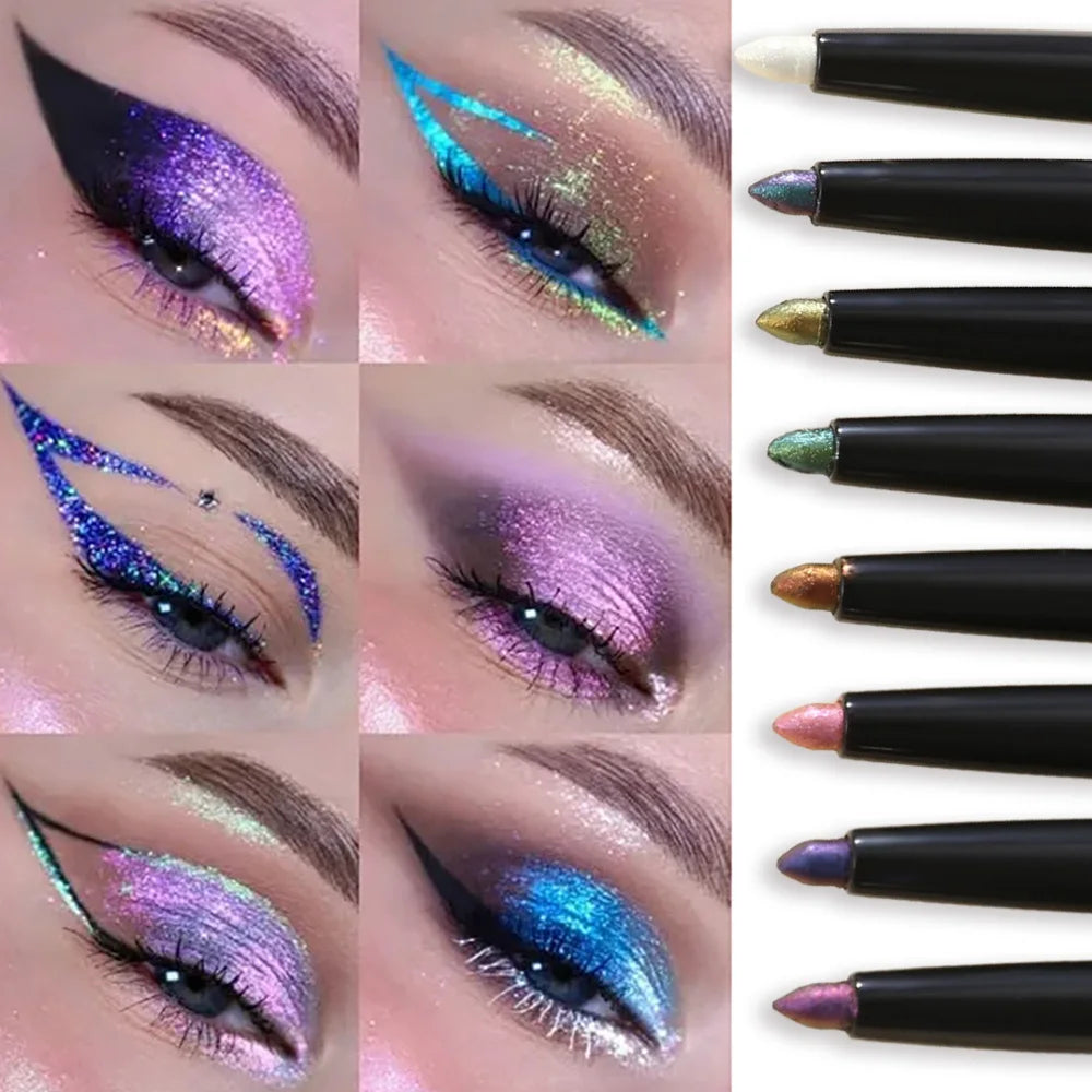 Pearlescent Aurora Eyeliner Pencil Waterproof Blue Purple Diamond Glitter Eye Shadow Metallic Chrome Lying Silkworm Eyes Makeup HIP