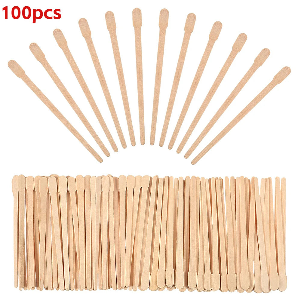 100-Pack Disposable Wooden Wax Applicator Spatulas | Hair Removal Wax Applicator Spatulas HIP