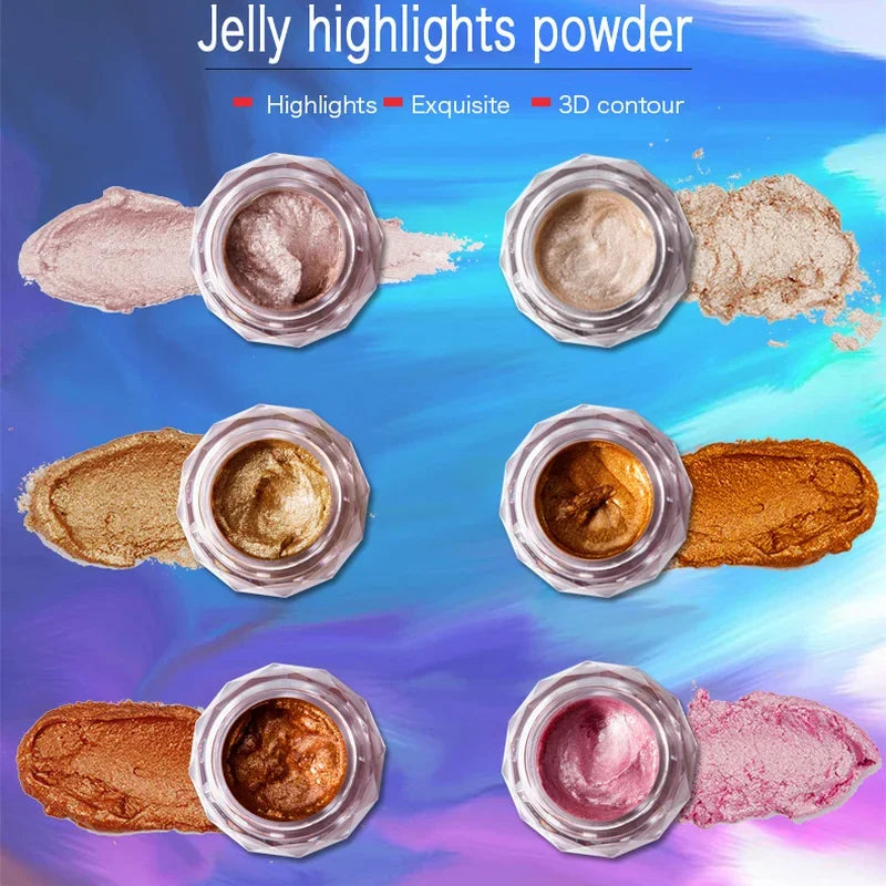 Face Highlighter Jelly Gel Eyeshadow Glow Body Glitter Festival Makeup iluminador Gold Liquid Highlighter Pink Bronzer HIP