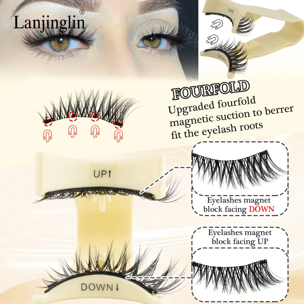 1 Pair Reusable Magnetic Eyelashes 3D Mink Lashes Long-Lasting No Glue Needed False Eyelashes and Magnetic Tweezers Set HIP