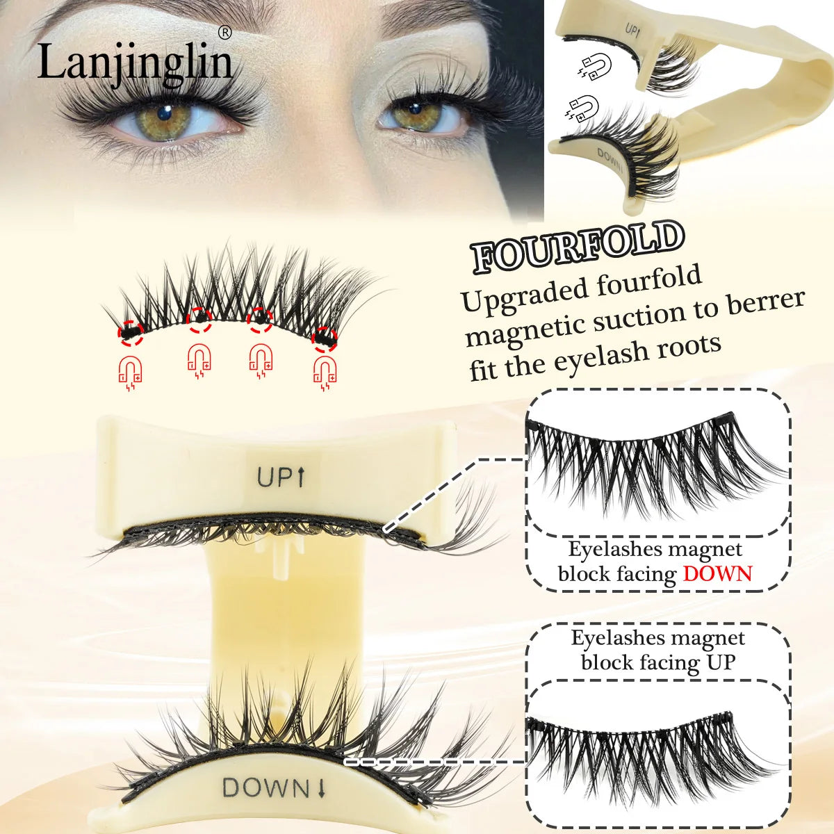 1 Pair Reusable Magnetic Eyelashes 3D Mink Lashes Long-Lasting No Glue Needed False Eyelashes and Magnetic Tweezers Set HIP