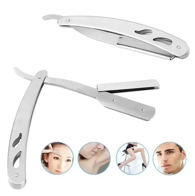 Men's Folding Straight Razor – Stainless Steel Barber Shaver Folding Straight Razor HIP