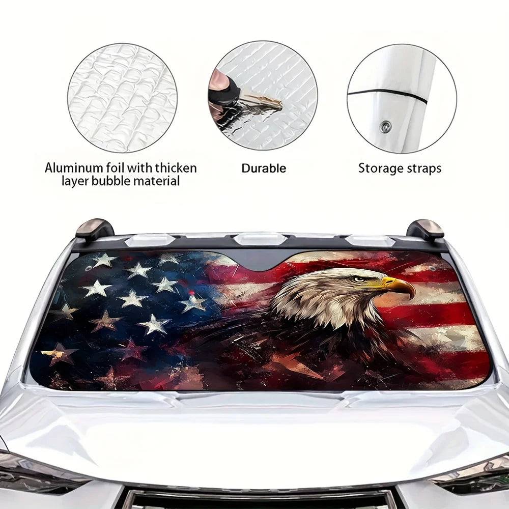 Patriotic Eagle American Flag Car Sunshade – Foldable Car Sunshade HIP
