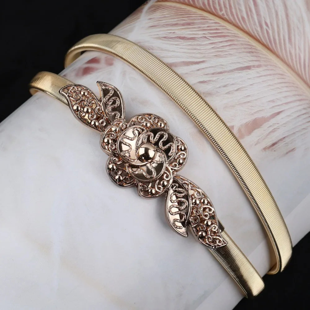 60cm Elastic Gold Silver Leaf Chain Belt for Women Chain Waist Belt HIP 8
