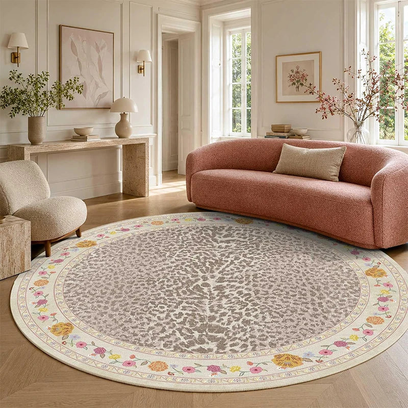 Pink Round Leopard Print Rug – Soft, Non-Slip & Washable Area Rug HIP