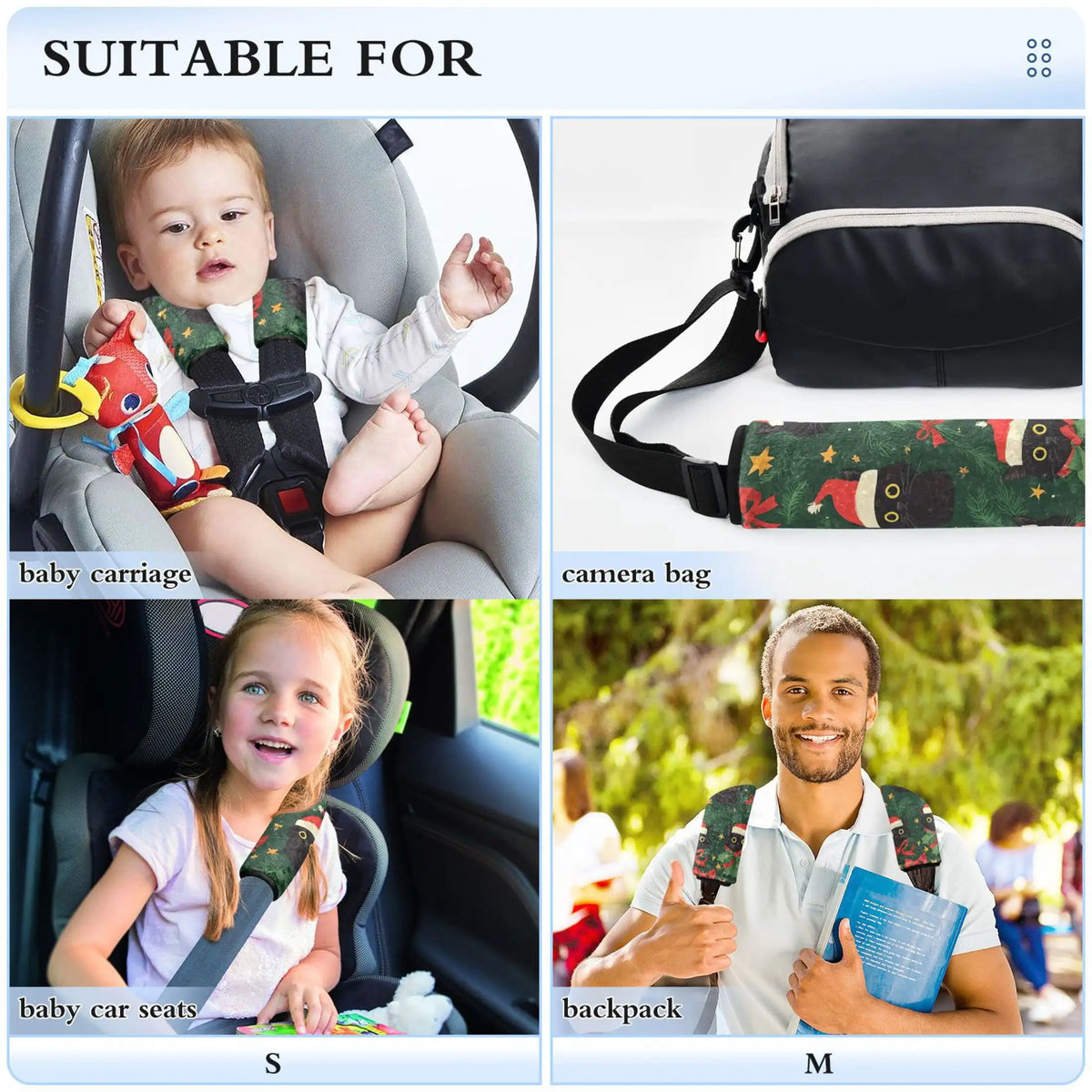 Christmas Cat Bow Seat Belt Covers 2 Pack – Soft Flannel Seat Belt Cover HIP