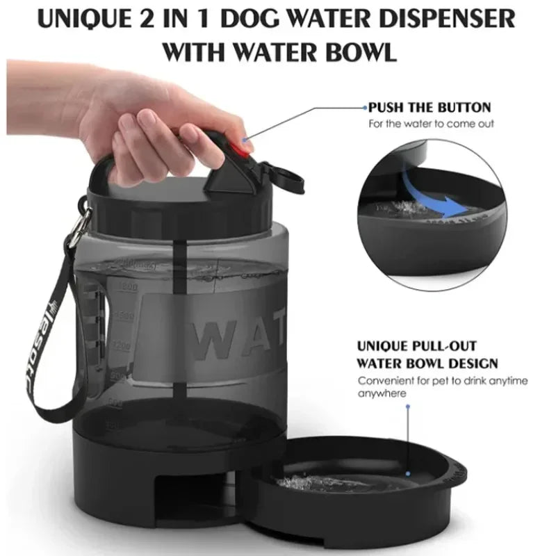 2.2L Portable Dog Water Bottle & Travel Bowl – BPA-Free 77oz Dog Travel Water Bottle HIP