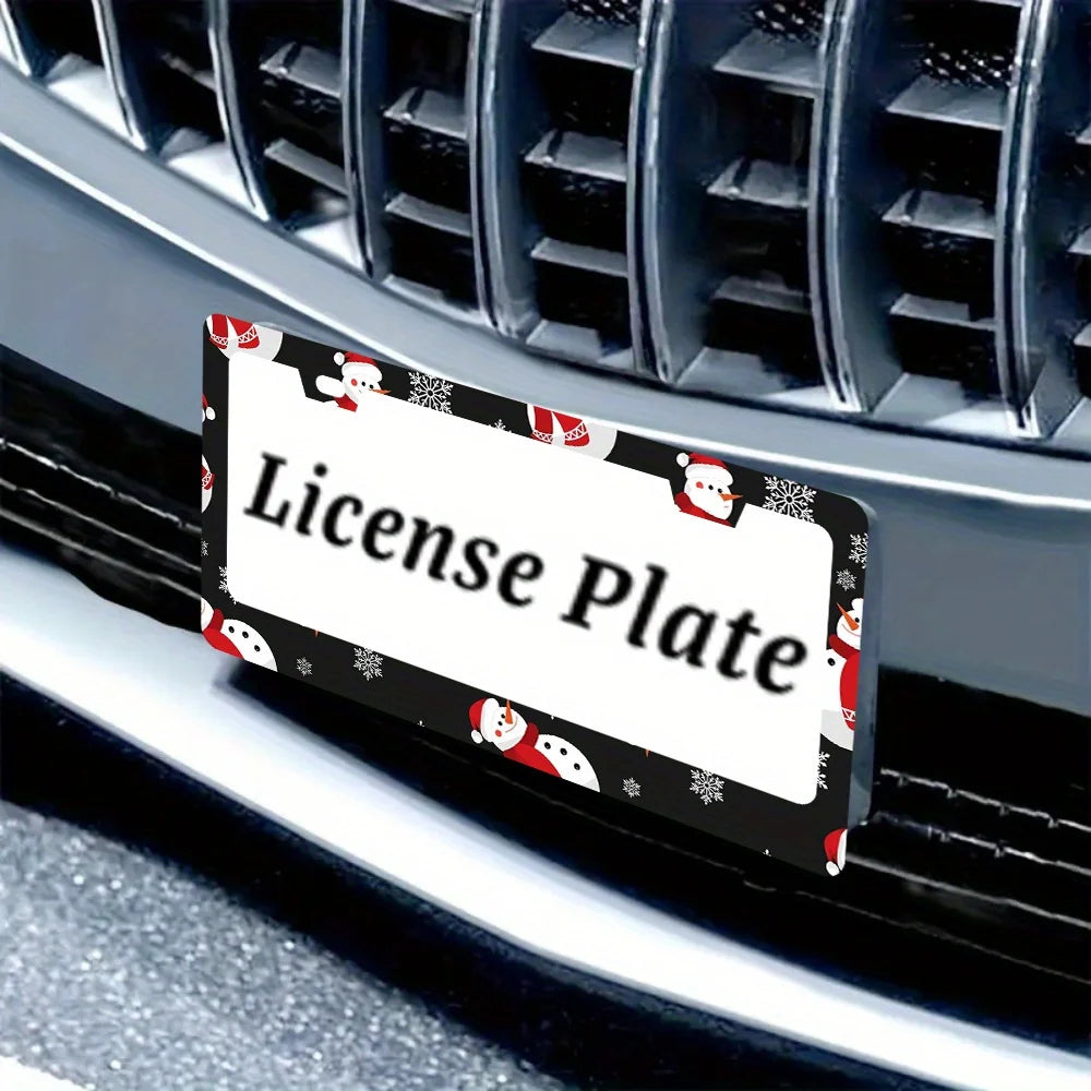 2-Pack Snowman License Plate Frame Set – Aluminum, Universal Fit License Plate Frame HIP