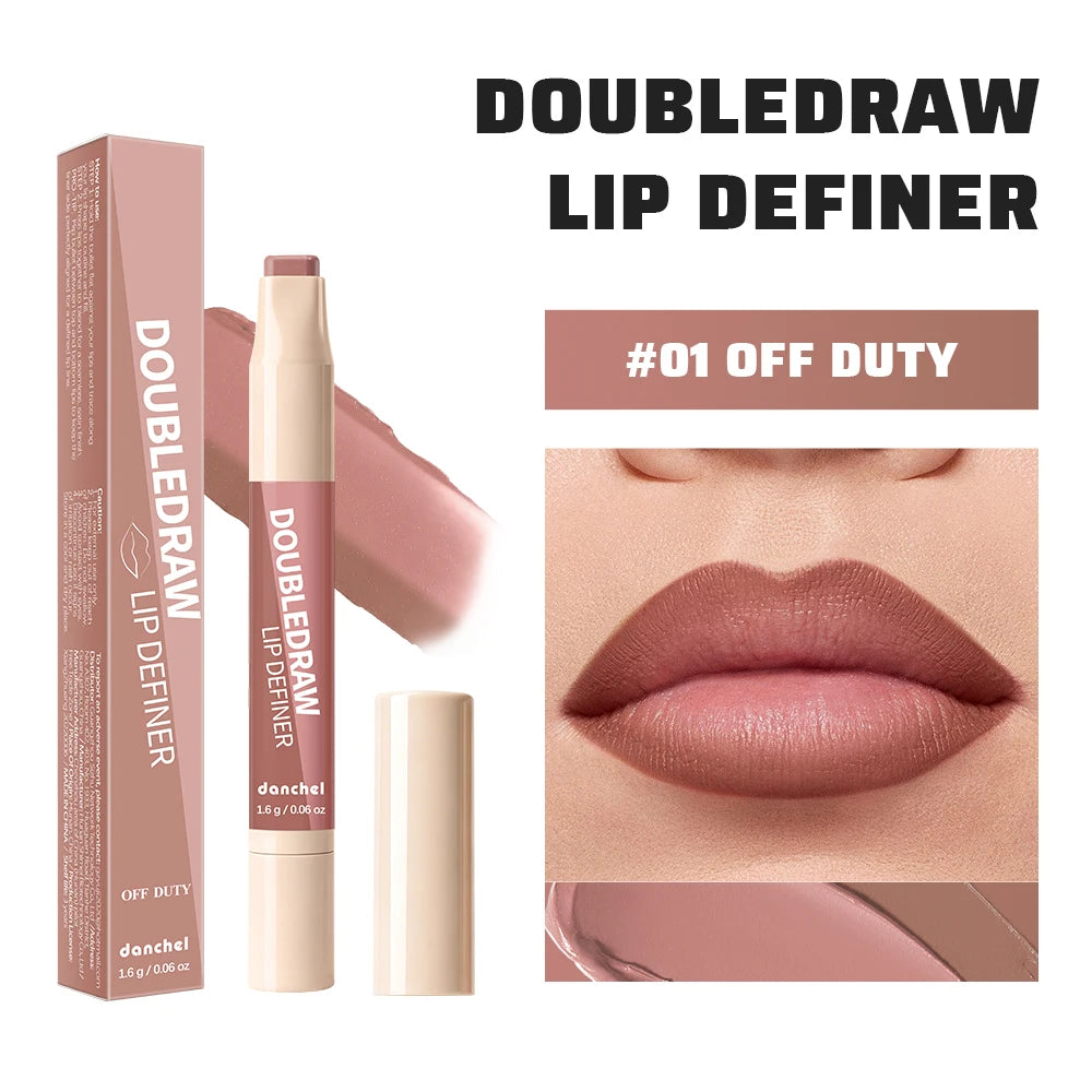 Double Draw Lip Definer 2 In 1 Lip Liner And Lip Gloss Silky Cream Texture Long Lasting Hydrating High Pigment Waterproof Makeup HIP 1OFF DUTY
