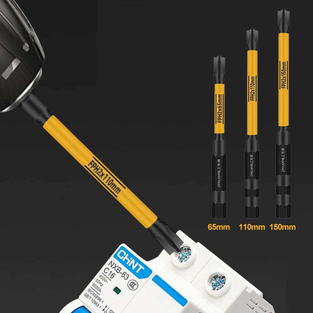 Magnetic Screwdriver Bit Nutdrivers FPH2 FPH2 65 110/150mm Electrician Special HRC60 Hardness Cross Impact Screwdriver Bits Tool HIP
