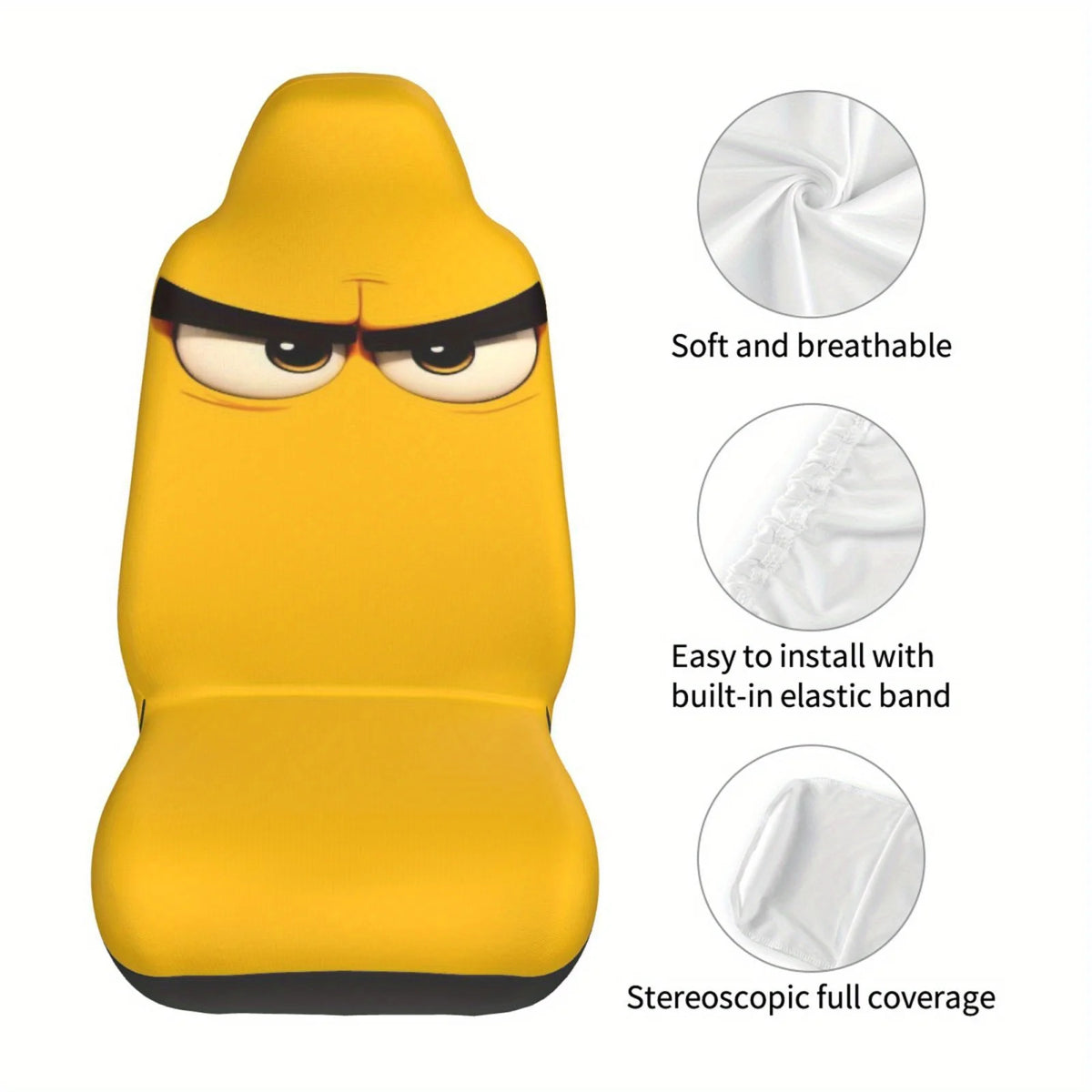 Yellow Frowning Eyes Car Seat Covers – Front Seat Protector Car Seat Cover HIP