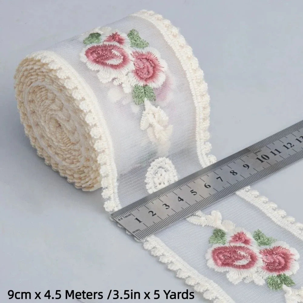 3.5" x 5 Yard Polyester Lace Trim Ribbon – DIY & Crafts Lace Trim Ribbon HIP