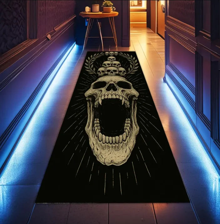 Gothic Skull Runner Rug – Non-Slip Washable Hallway Mat Hallway Runner Rug HIP