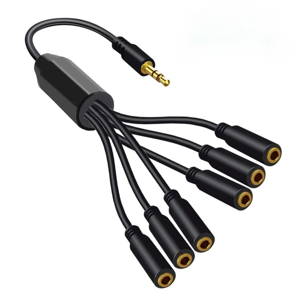3.5mm Headphone Splitter Cable – 1 to 6 Port AUX Adapter Audio Splitter Cable HIP