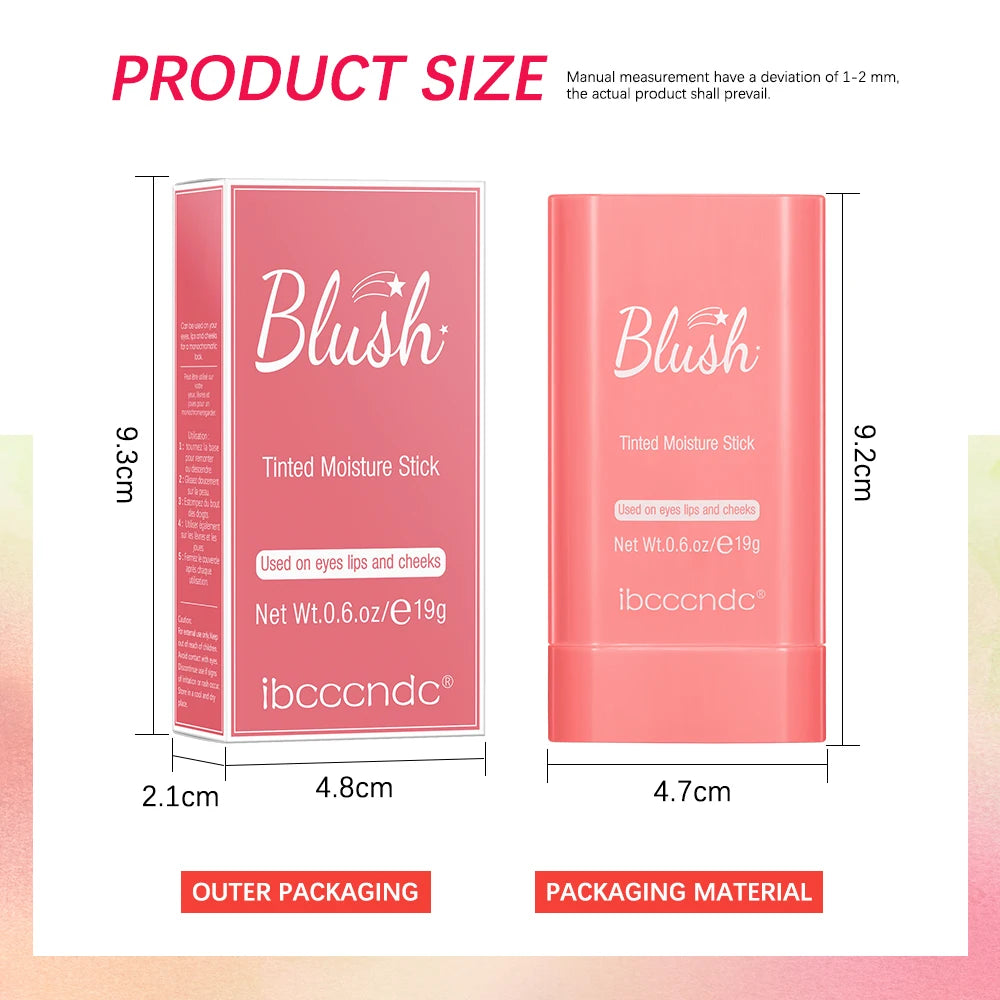 Blush Stick Long Lasting Blusher Cosmetics Pink Blush in Bar Korean Palette Smudge-Proof Multi-Use Blush Stick Cosmetics HIP