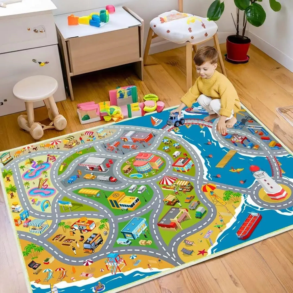 Kids Car Play Mat – City Traffic Rug, Non-Slip | 4 Sizes Kids Play Rug HIP