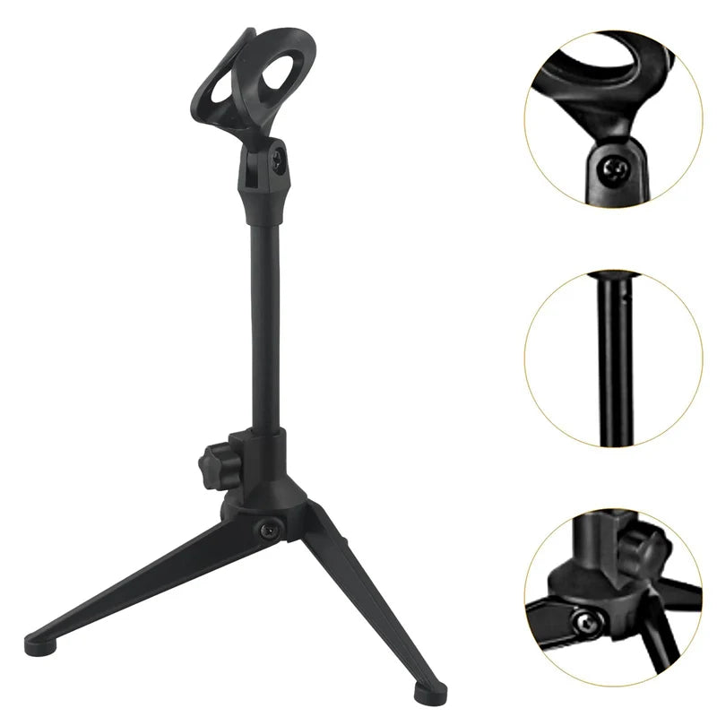 Mini Desktop Microphone Tripod Stand – Adjustable & Shockproof Microphone Stand HIP