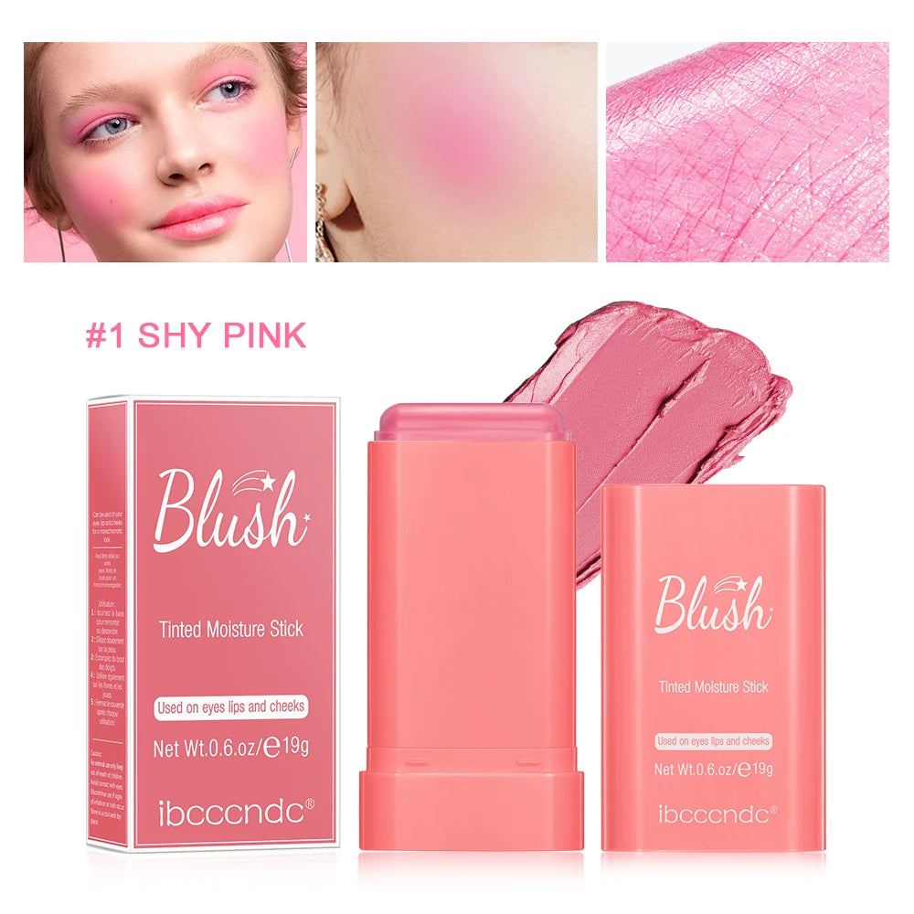 Long Lasting Non-Fading Silky Smooth Cream Blush for Cheeks1 Piece Lips Eyes Christmas Gift Smudge-Proof Multi-Use Blush Stick HIP pink