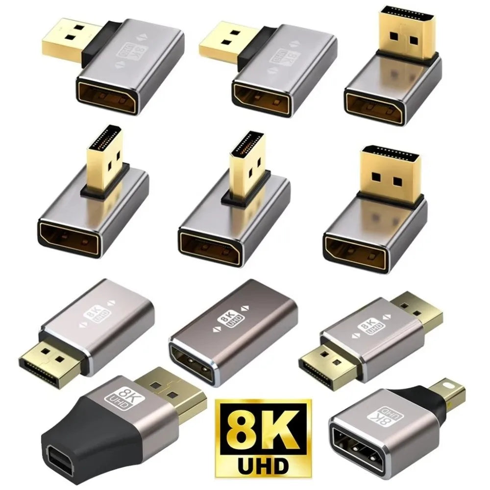 8K 60Hz DisplayPort 90° Adapter – DP 1.4 L-Shape Converter DisplayPort Adapter HIP