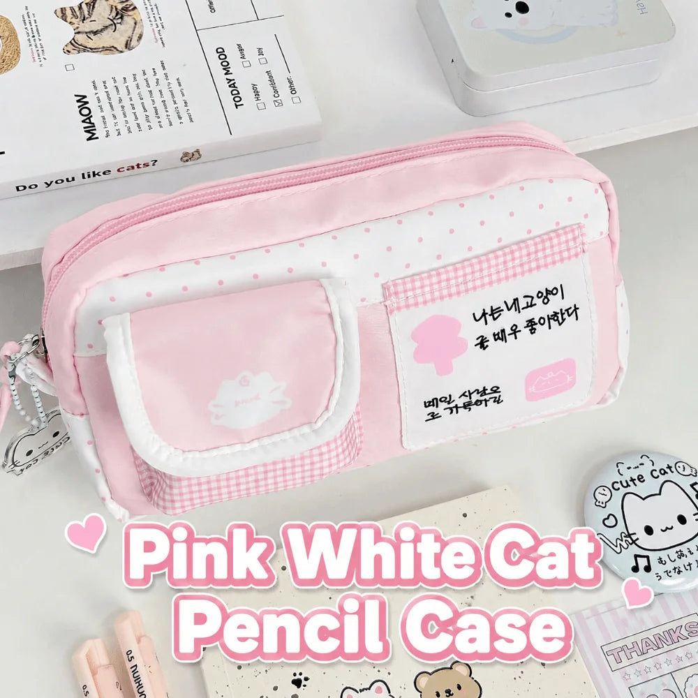 Kawaii Cat Print Pencil Case – Multi-Layer Large Capacity Pouch Pencil Case HIP