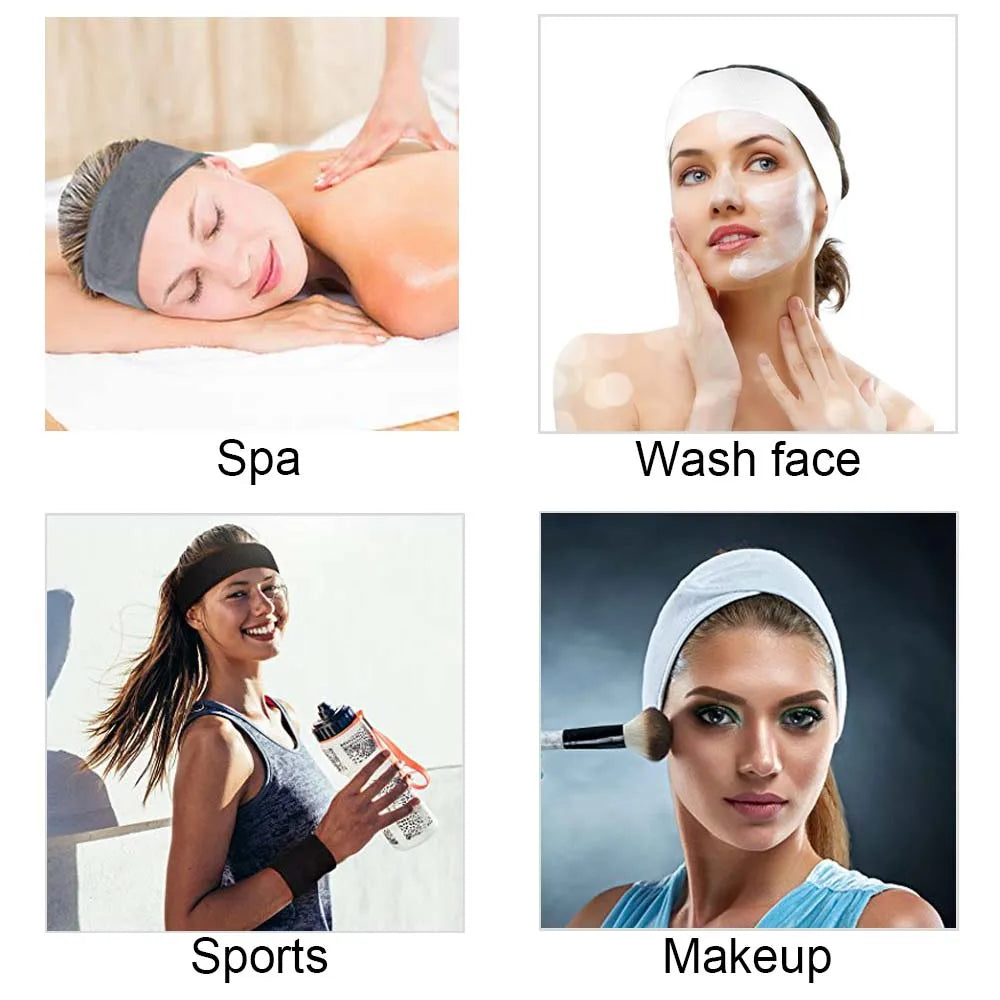 Eyelashes Extension Spa Face Headband Wrap Head Terry Cloth Headband Make Up Stretch Towel with Magic Tape Makeup Accessories HIP