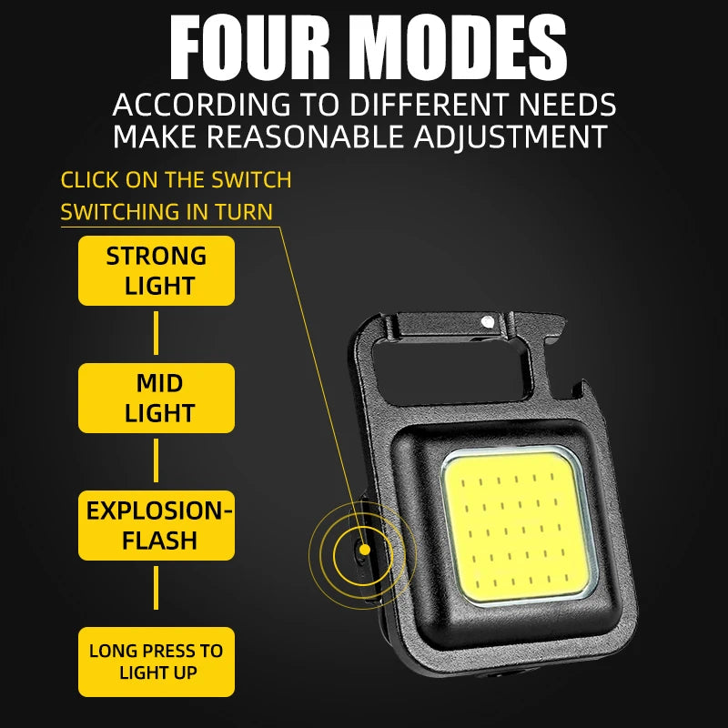 USB Rechargeable LED Keychain Flashlight – Folding Bracket & Opener Keychain Flashlight HIP