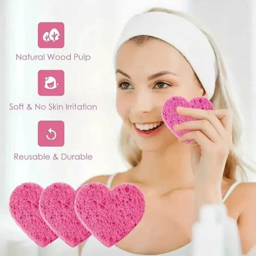 20-Pack Heart Shape Compressed Facial Cleansing Sponges Facial Cleansing Sponge HIP