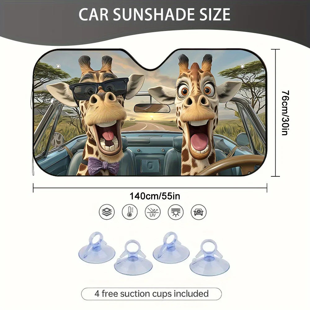 Cartoon Giraffe Windshield Sun Visor for Cars, SUVs & Trucks Car Sun Visor HIP