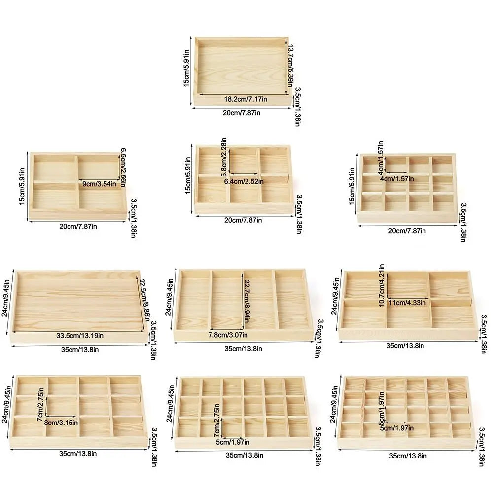 Wooden Multi-Grid Stackable Jewelry Display Tray & Organizer Jewelry Display Tray HIP