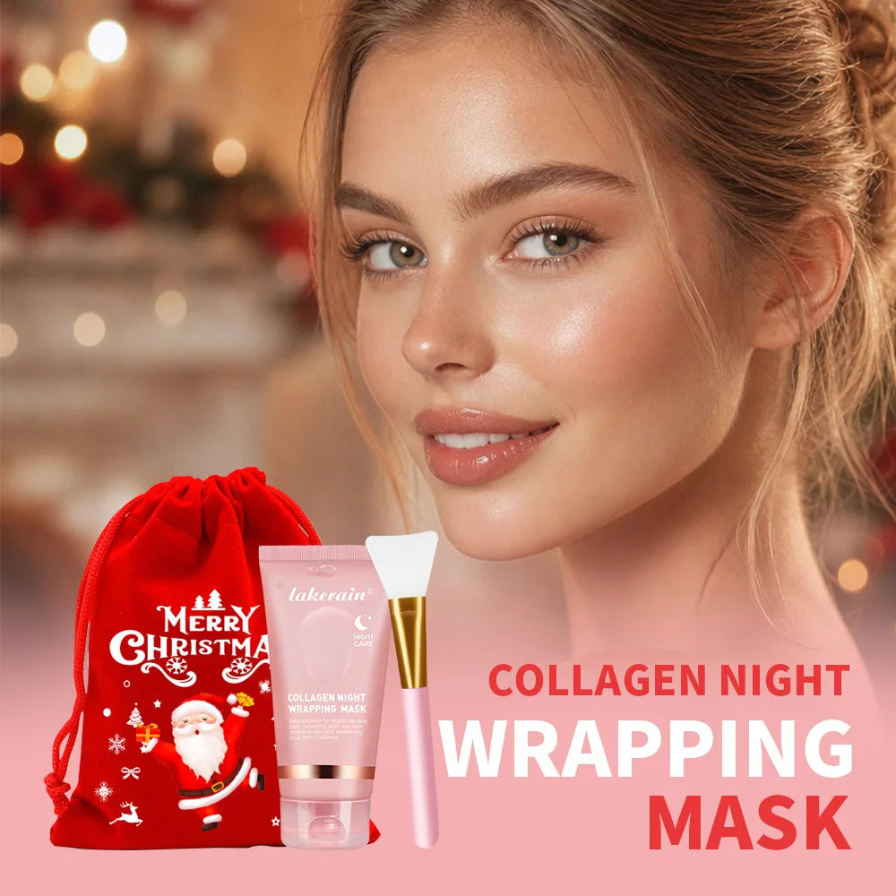 Collagen Wrapping Mask with Brush Set Korean Facial Mask Rejuvenation Moisturizing Brightening Improve Skin Skincare Christmas HIP