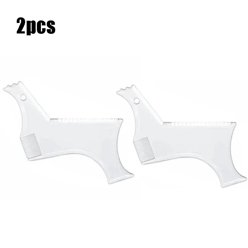 Men's Beard Shaping Template Comb Set – 1, 2 or 3 Pc Beard Shaping Tool HIP C618-transparent 2pc