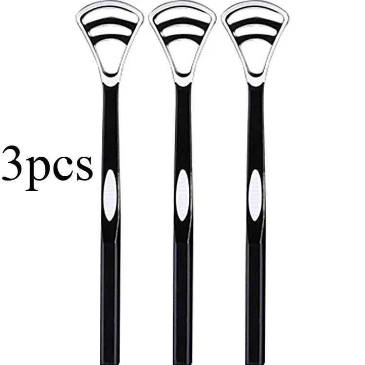 Double-Sided Tongue Scraper – Ergonomic Anti-Slip Handle | RUZOFO Tongue Scraper HIP C758-Black 3pcs