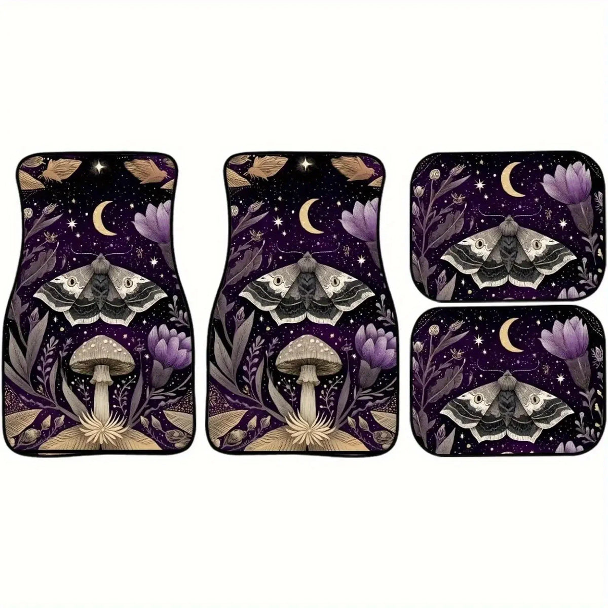 4-Piece Purple Moth Moon Car Floor Mats – Universal Fit Car Floor Mats HIP