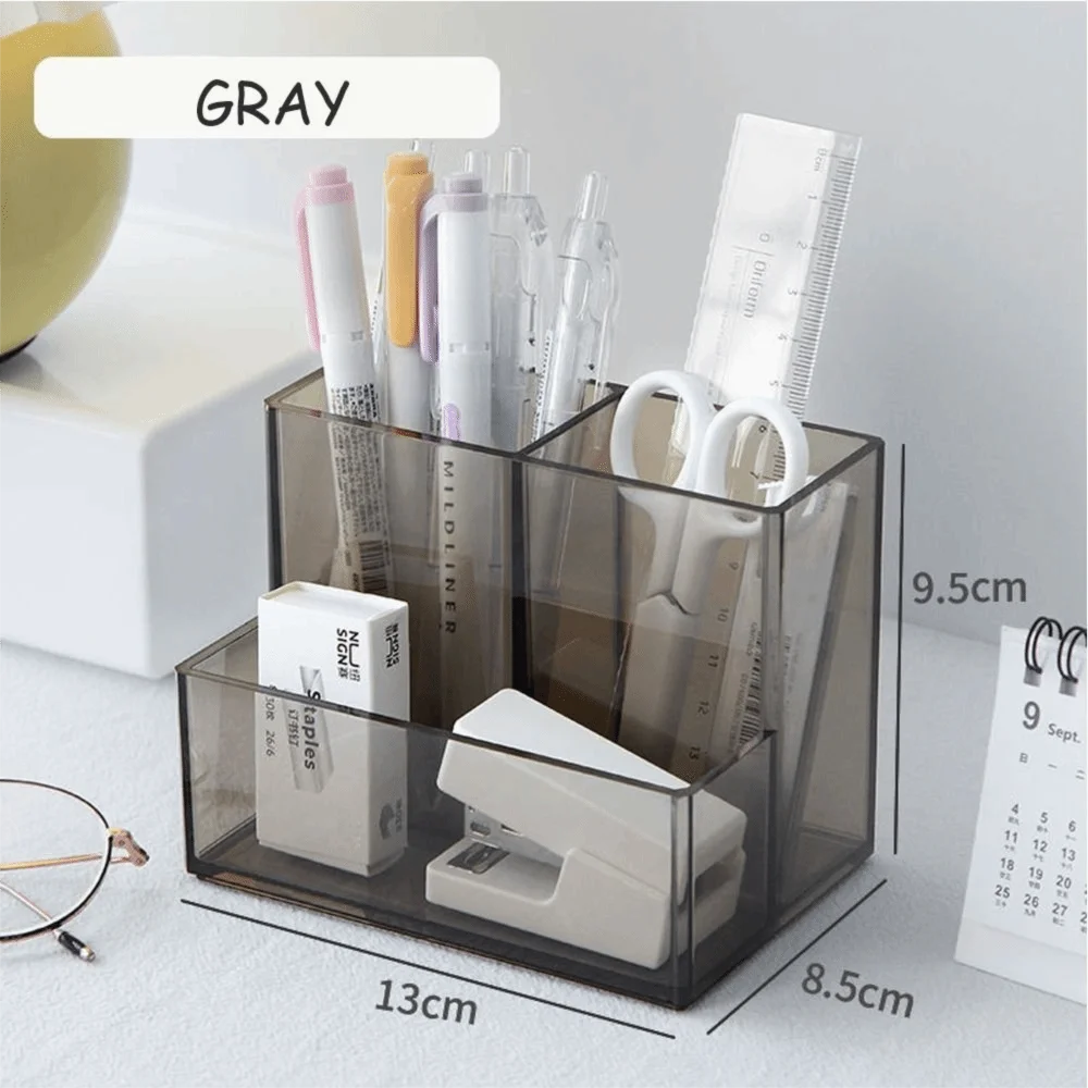 Transparent Acrylic 3-Grid Pen Holder & Desk Organizer Acrylic Desk Organizer HIP