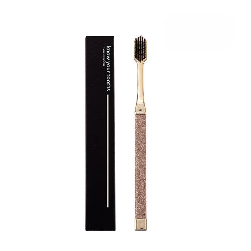 Luxury Soft Toothbrush Men Women Adult Tooth Brush Gold Silver Dental Brushes Elegance Gentle Toothbrushes Drop Shipping HIP Gold Black