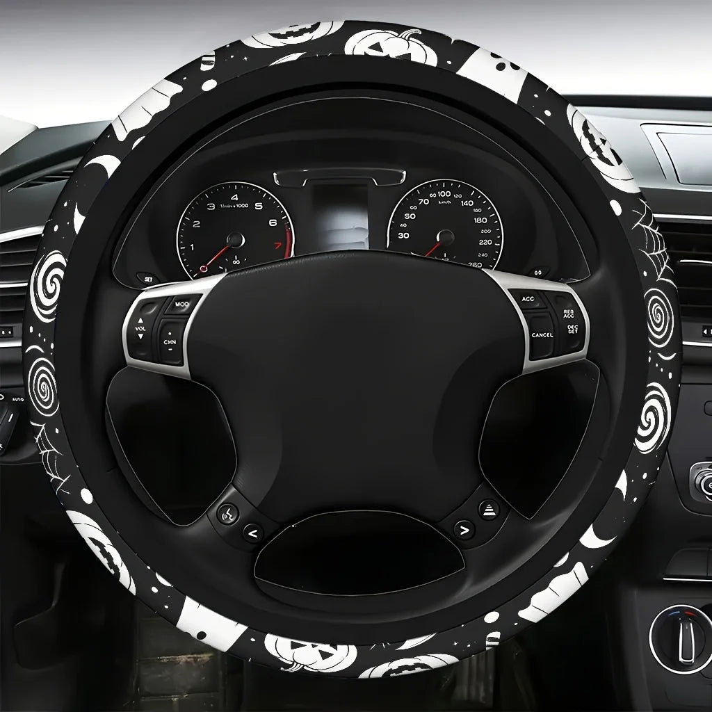 Halloween Pumpkin Ghost Steering Wheel Cover – Soft & Breathable Steering Wheel Cover HIP