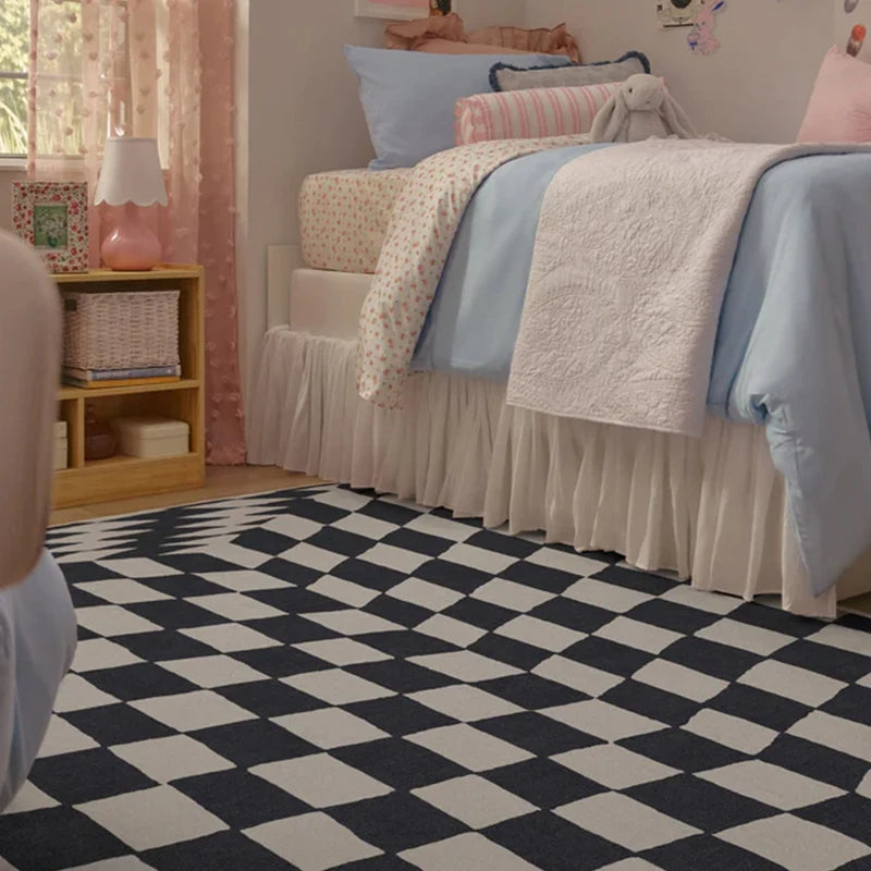 Large Black & White Checkerboard Rug – Soft, Non-Slip & Washable Area Rug HIP