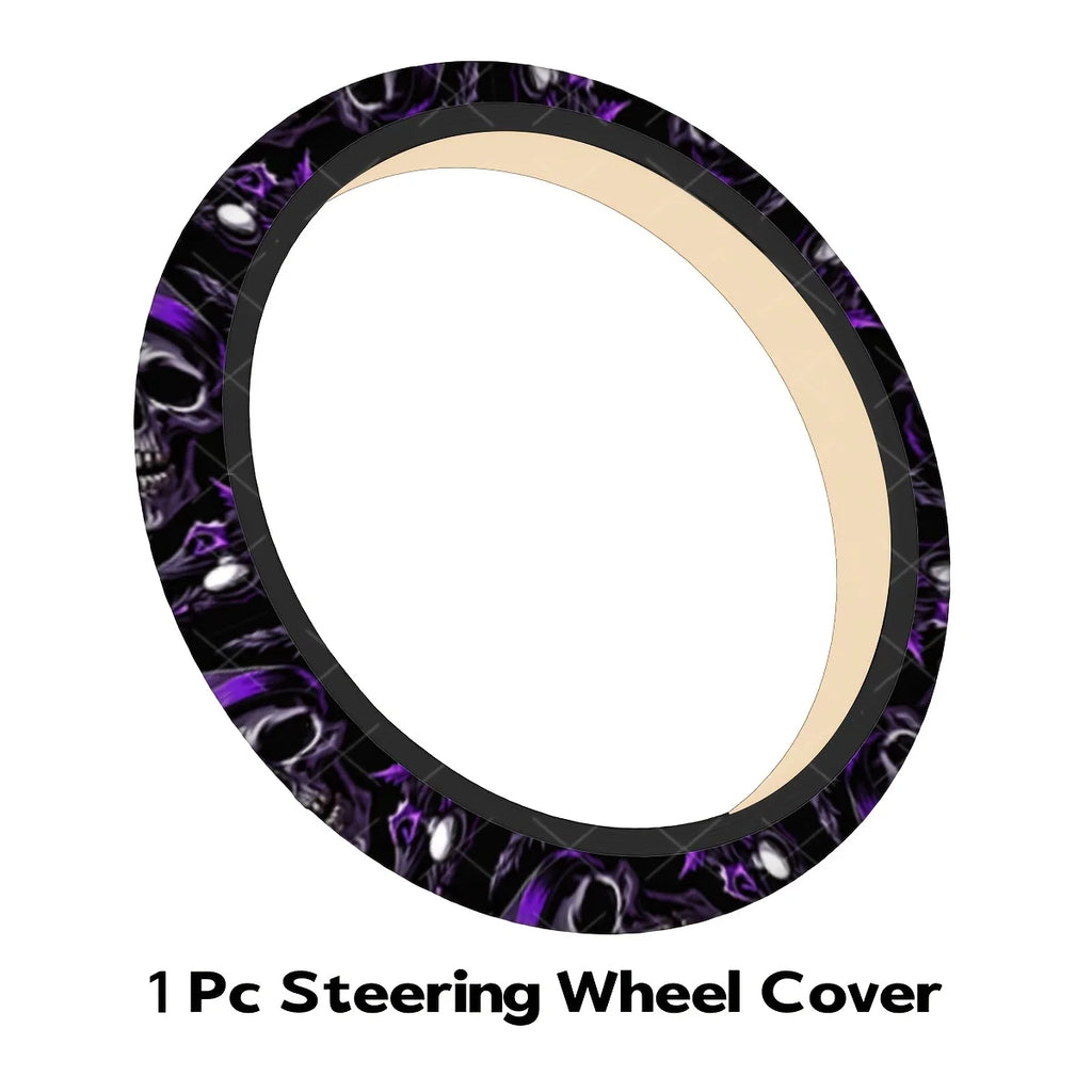 Skull Purple Steering Wheel Cover – Universal Fit Cars & SUVs Steering Wheel Cover HIP