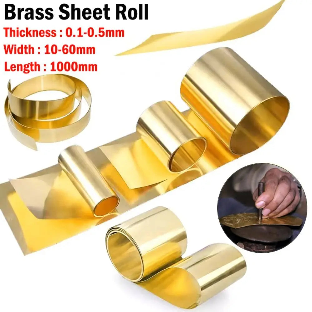 Brass Strip Sheet Roll 0.1–0.5mm Thick | 1000mm Length Brass Metal Sheet HIP