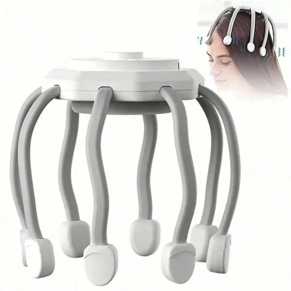 Electric Scalp Massager – 8 Frequencies, 3 Modes, Rechargeable Scalp Massager HIP white