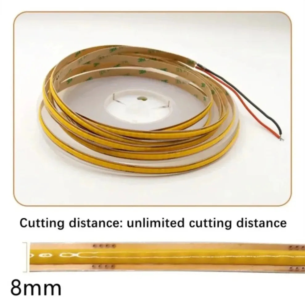 DC 12V/24V COB LED Strip Light 400/528 LEDs/m Free Cut 0.5–10M COB LED Strip Light HIP