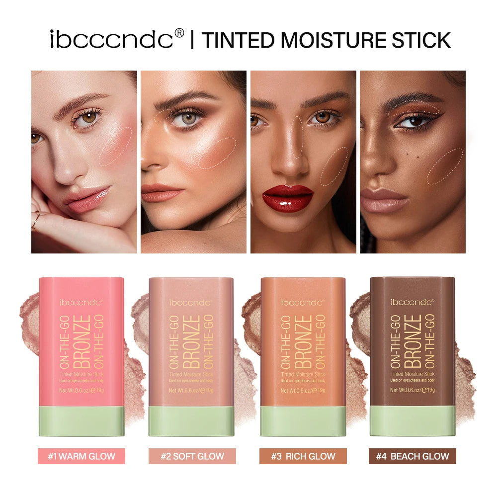 High Gloss Stick Face Brightening Rotary Small Gold Tube Concealer Pearl Gloss Dressing Stick Three Color Makeup Contour Correct HIP