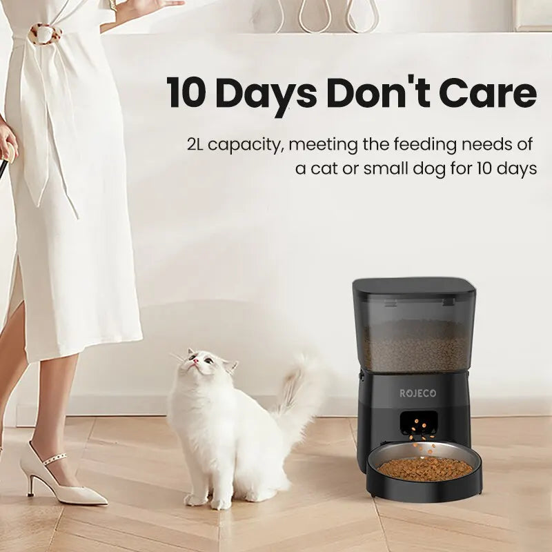 ROJECO Automatic Pet Feeder Button Version Auto Cat Food Dispenser Accessories Smart Control Pet Feeder For Cats Dog Dry Food HIP