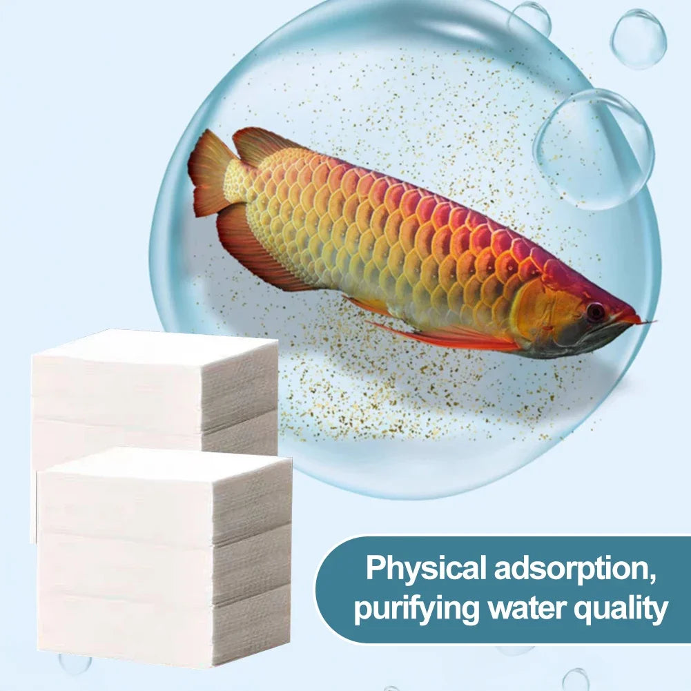 Efficient Fish Tank Water Absorption Filter Paper 50/100/200Pcs Fish Tank Aquarium Odor Removal Filter Cleaning Supplies HIP